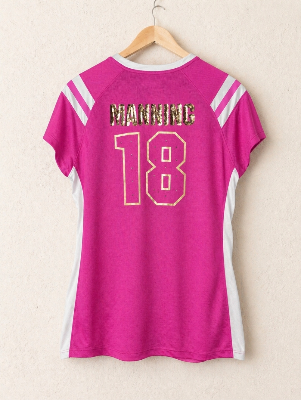 Denver Broncos Peyton Manning #18 Pink Bedazzled NFL Jersey Women’s XL